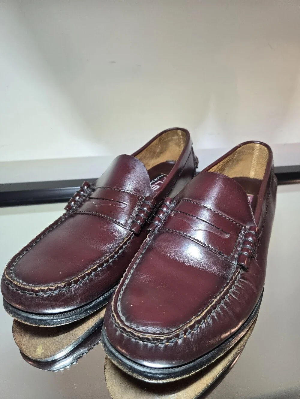 Florsheim Berkley Penny Loafers Men's 9 Mock Toe Burgundy Slip On Classic Preppy